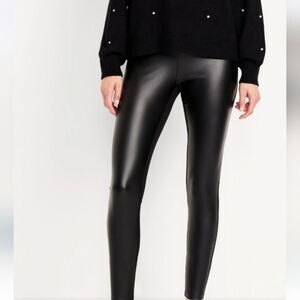 High-Waisted Faux Leather Front-Panel Leggings Old Navy Black Xxl Plus Size Pant